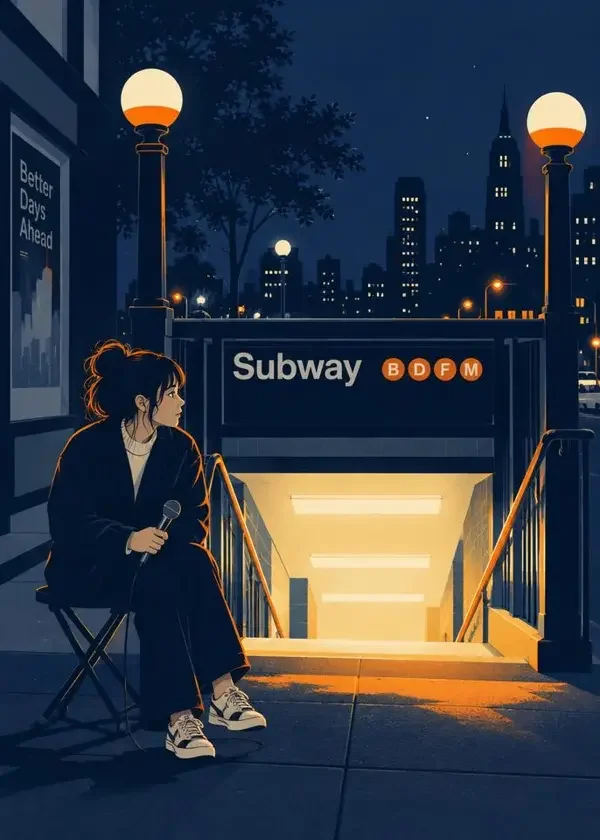 黄果短剧下载《地铁口的深夜访谈》独立封面，职场现实题材